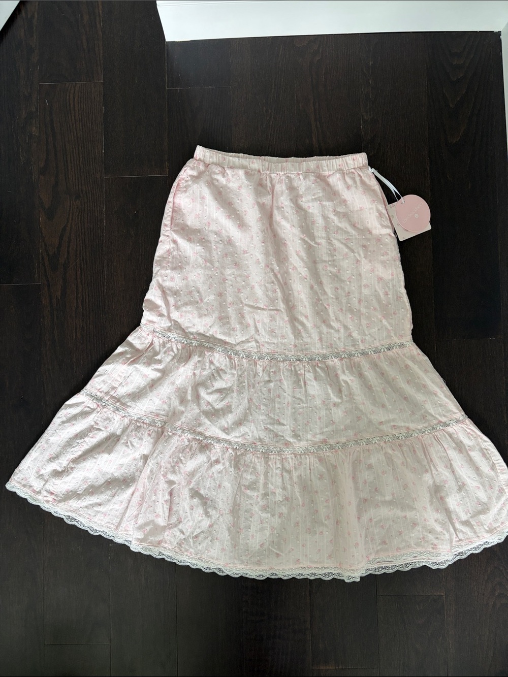 NWT LoveShackFancy x Target Pink Isla Blooming Heirloom Tiered Maxi Skirt Girls